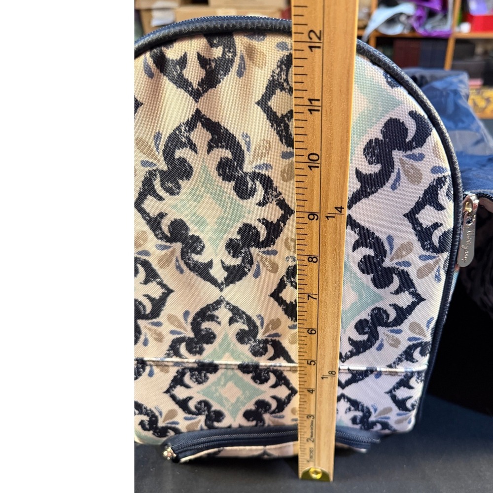 Thirty-One Away We Go Roller Bag Navy Doodle Diamond Rolling Duffel Luggage - Picture 6 of 15